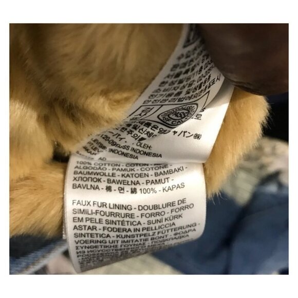 Levis Women Kara Jacket Blue Faux Fur Lined Pockets 100% Cotton‎ Vintage Sz L - Picture 7 of 9